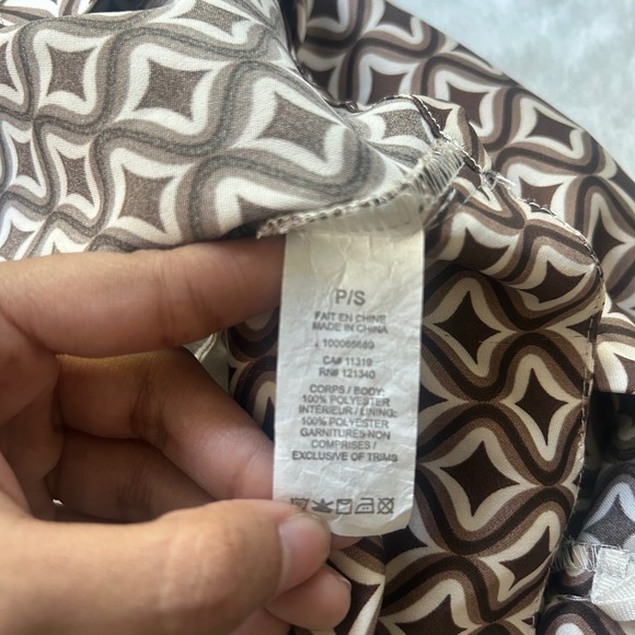 Garage Brown Pattern Scarf Top Retro Print Tie Back Tube Top Small - Picture 8 of 8